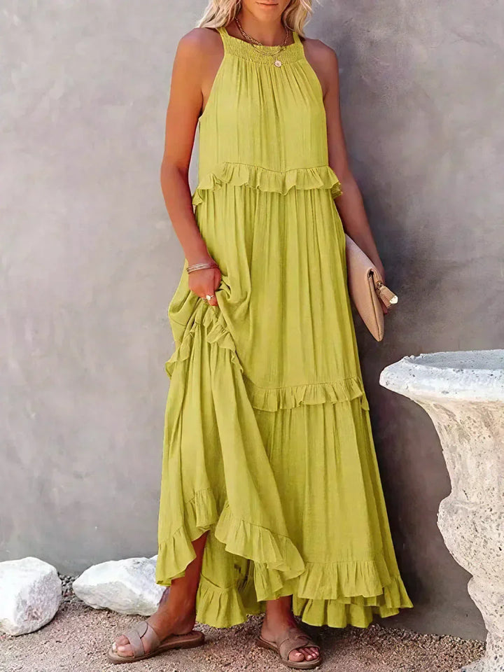 Emilia™ - Robe Maxi à Volants avec Col Halter