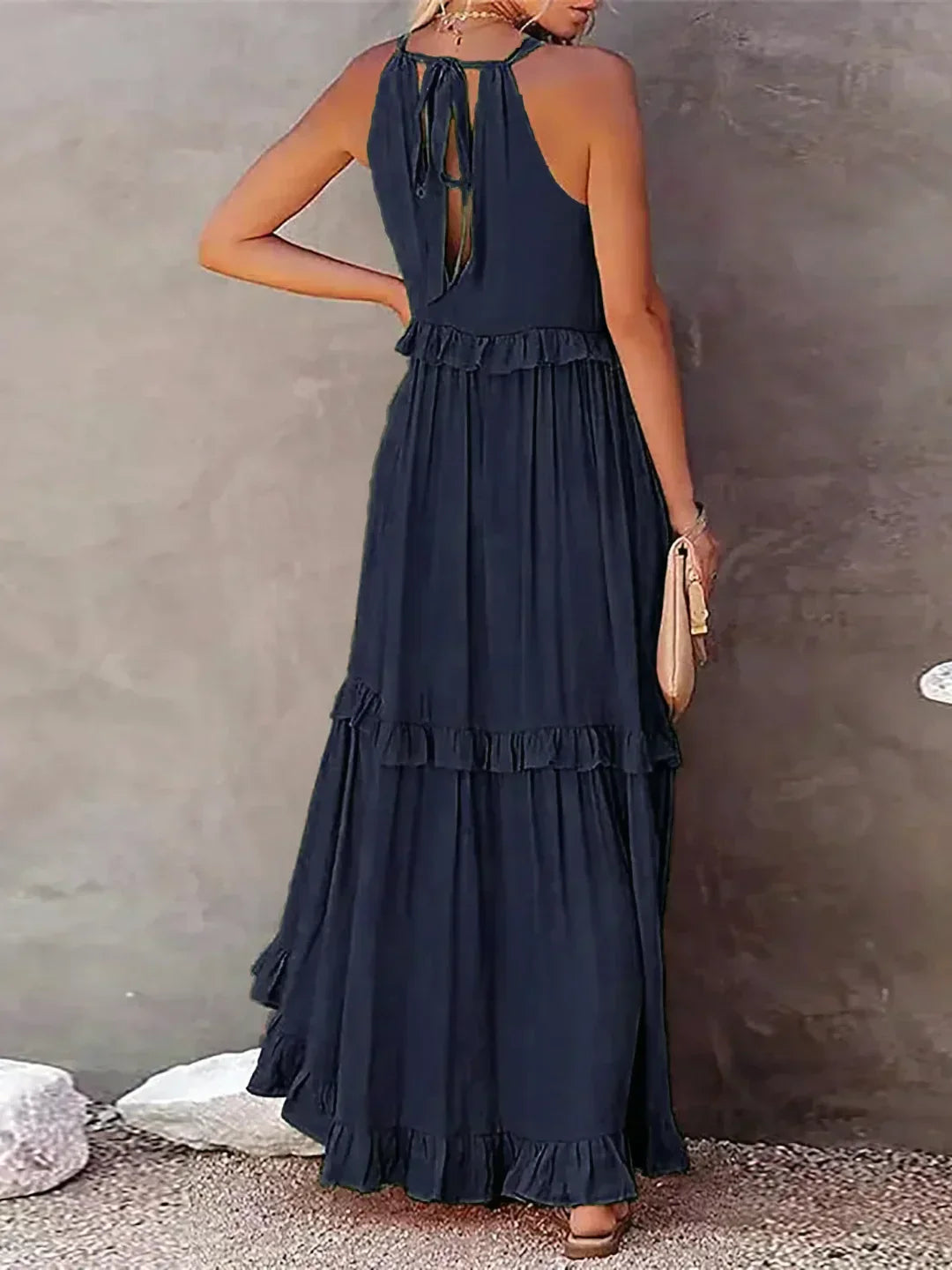 Emilia™ - Robe Maxi à Volants avec Col Halter
