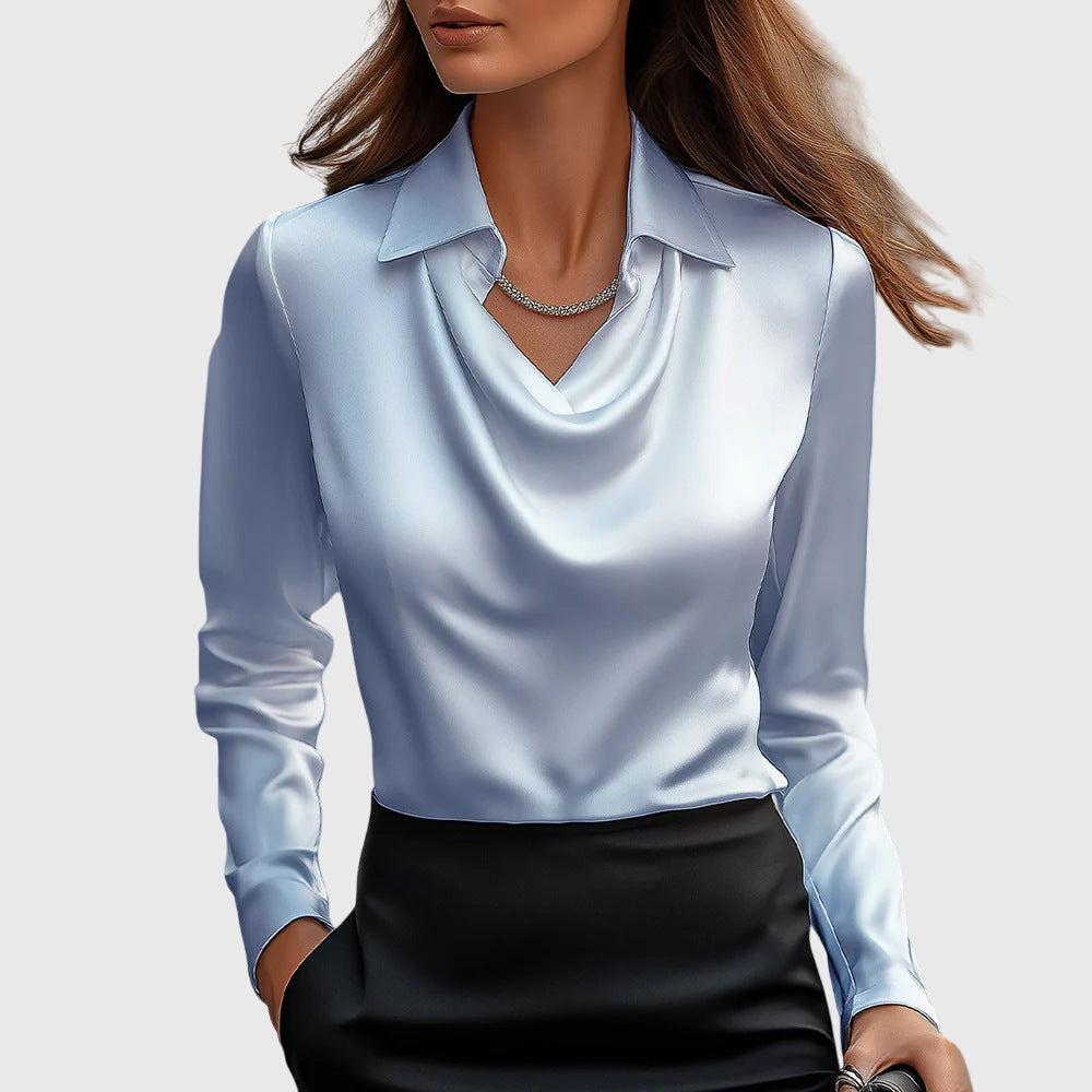 SYLVIA - Blouse au brillant luxueux avec col plissé
