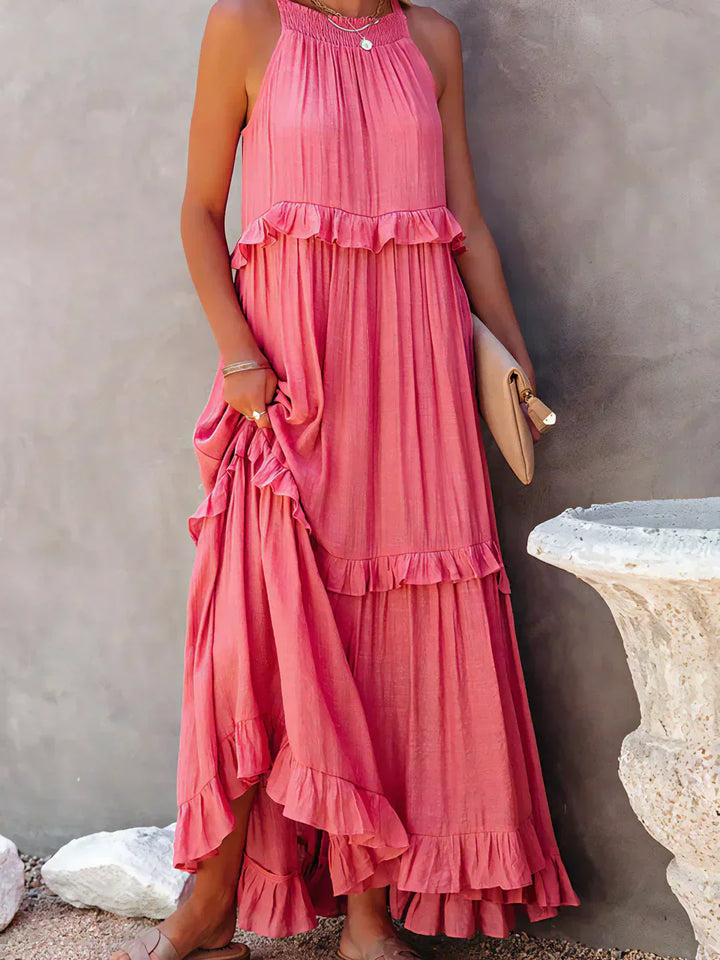 Emilia™ - Robe Maxi à Volants avec Col Halter