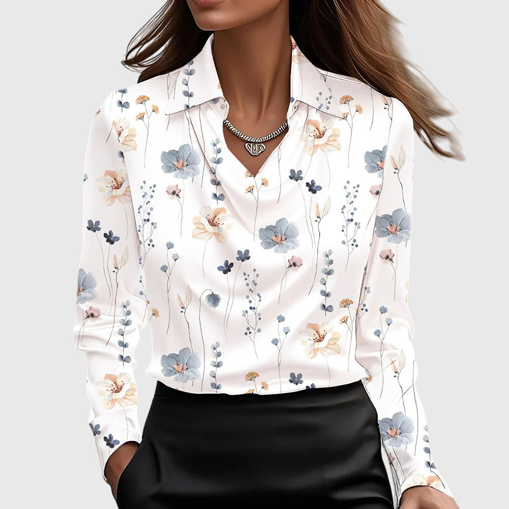 SYLVIA - Blouse au brillant luxueux avec col plissé