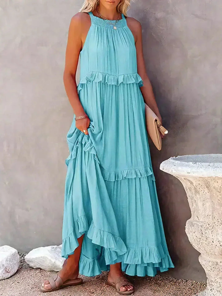Emilia™ - Robe Maxi à Volants avec Col Halter