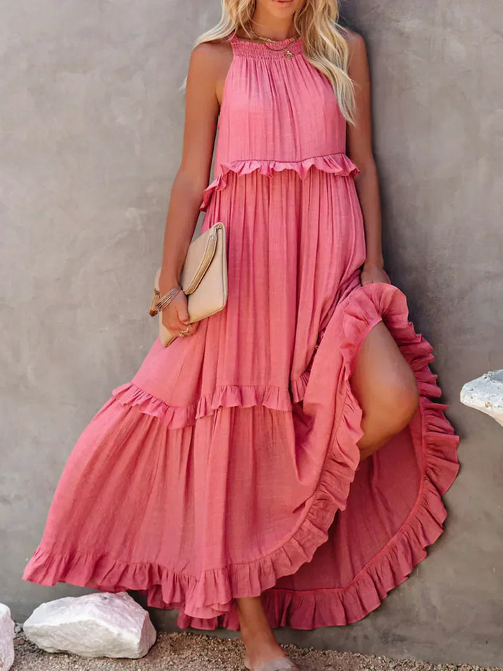 Emilia™ - Robe Maxi à Volants avec Col Halter