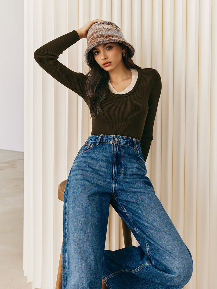 2 in 1 Ribbed Knit Top
