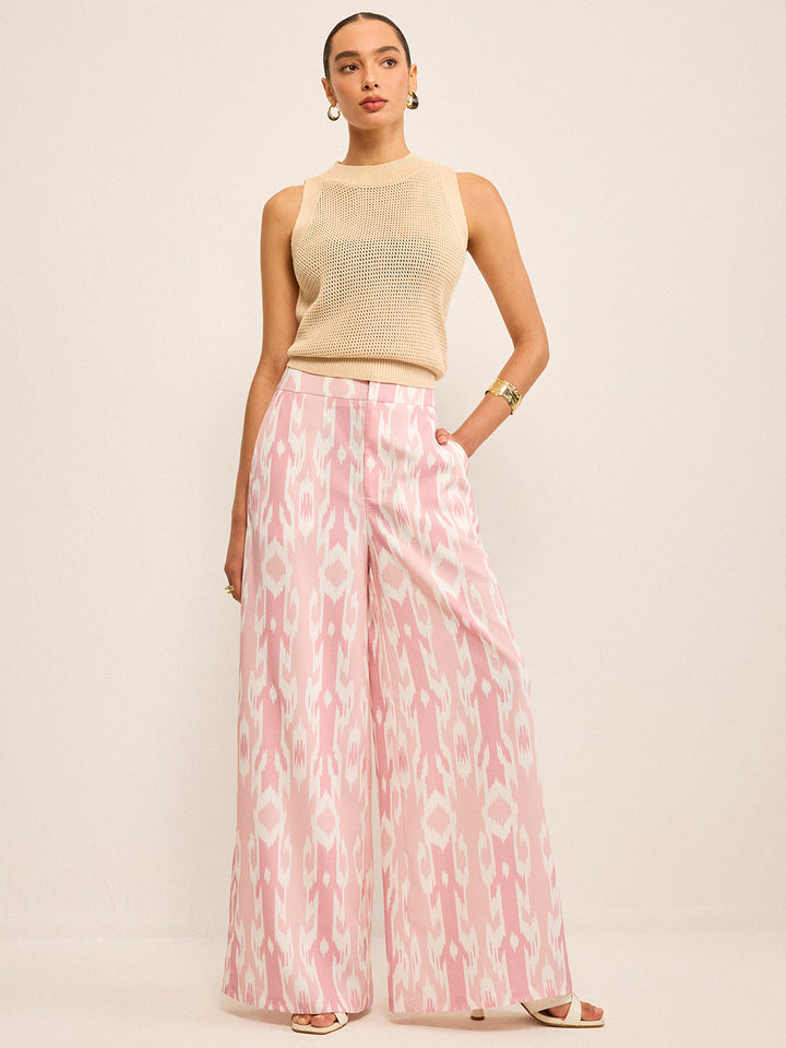 Boho Linen-Look Wide-Leg Pants