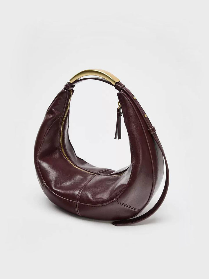 Metal Handle Crescent Bag