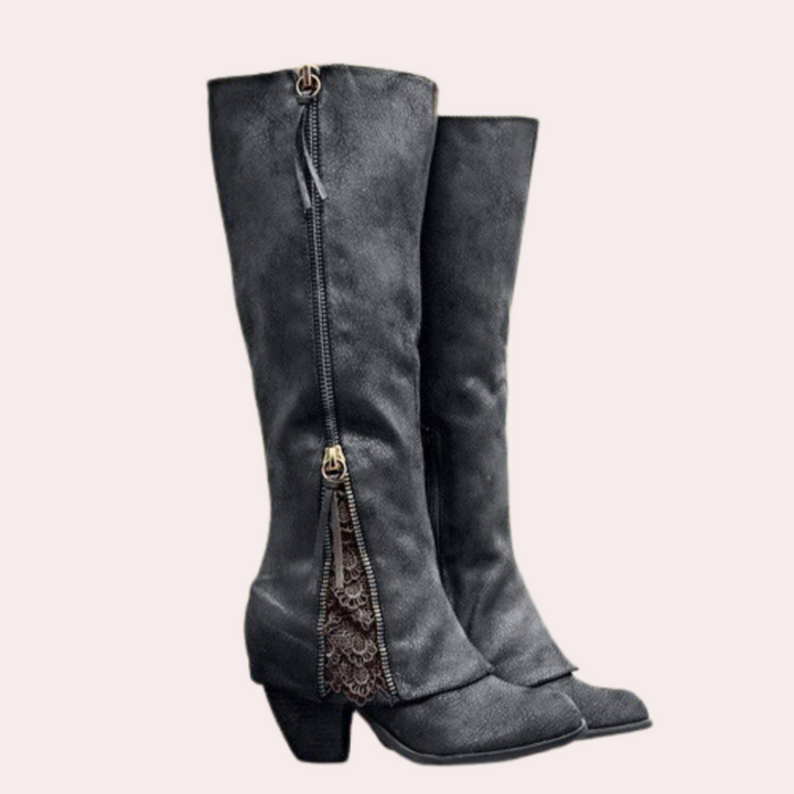 Celeste | Bottes d’hiver cowgirl pour femmes avec détail en dentelle et doublure chaude