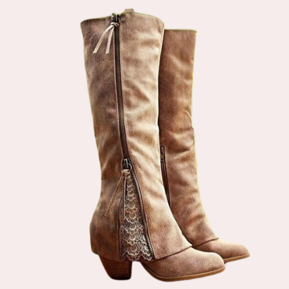 Celeste | Bottes d’hiver cowgirl pour femmes avec détail en dentelle et doublure chaude