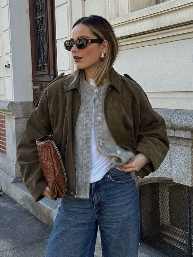 Veste oversize en suédine – Élégance décontractée