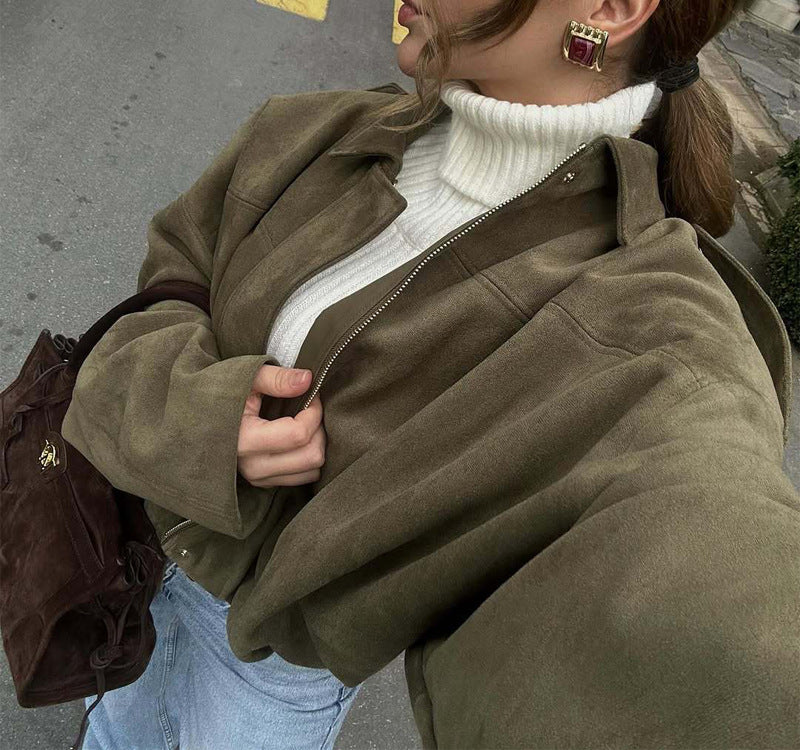 Veste oversize en suédine – Élégance décontractée
