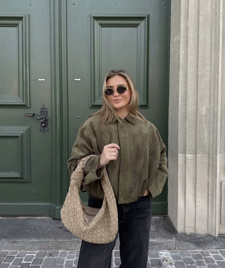 Veste oversize en suédine – Élégance décontractée