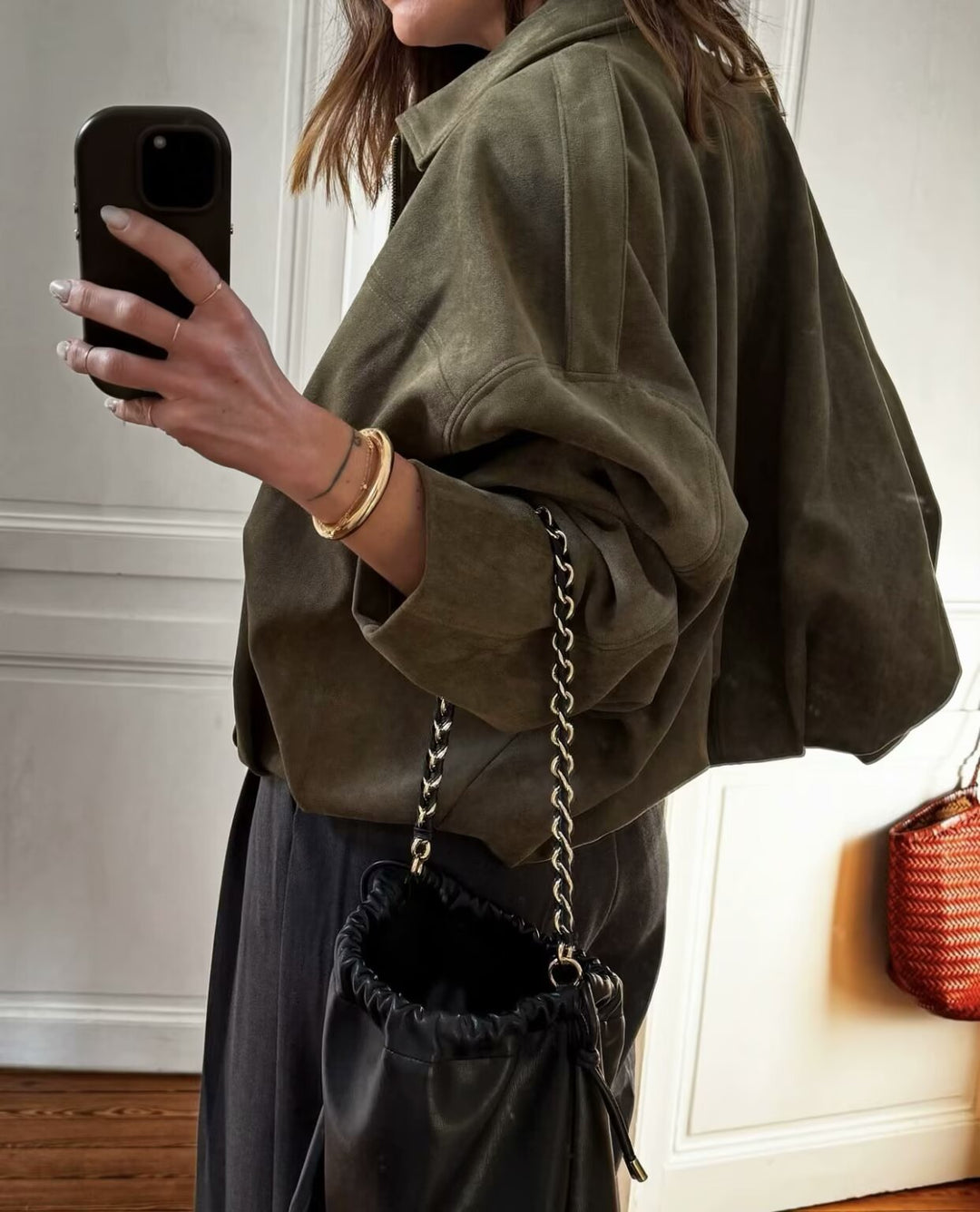 Veste oversize en suédine – Élégance décontractée