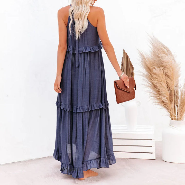 Emilia™ - Robe Maxi à Volants avec Col Halter