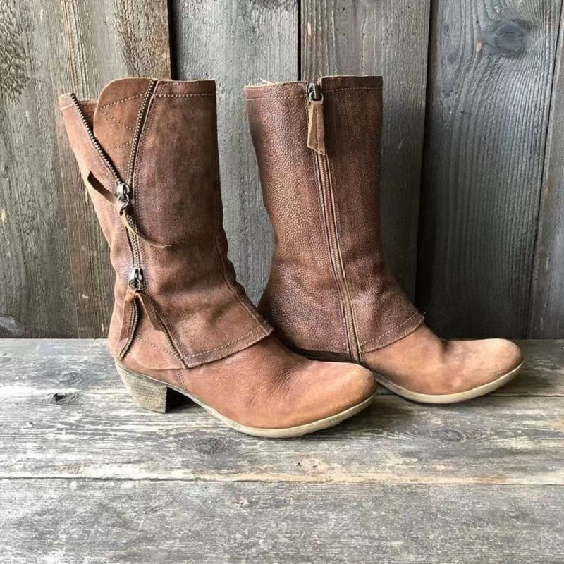 Lourdes | Bottes d’hiver style cowgirl pour femme avec doublure chaude et talon
