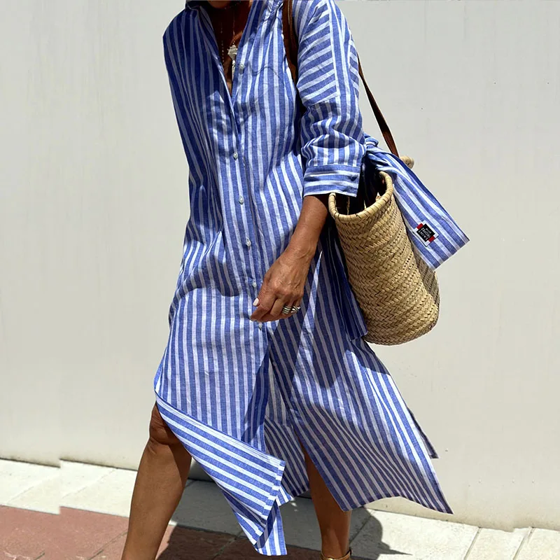 GRACE™ - Robe chemise à rayures élégante