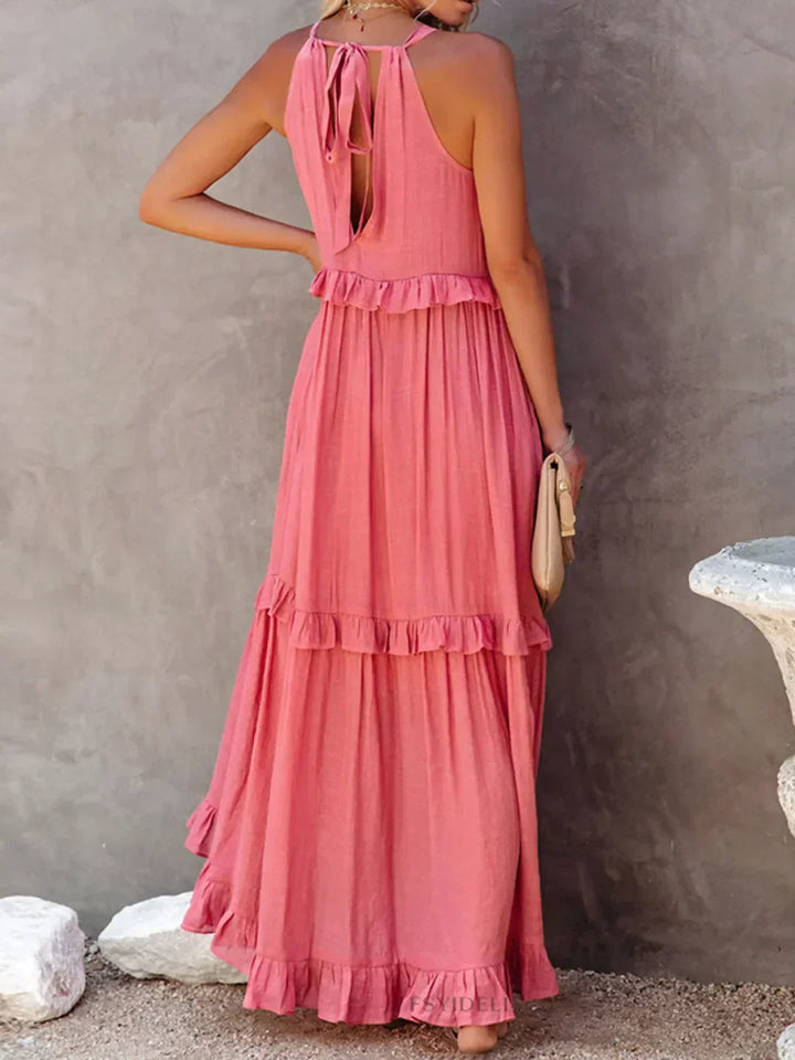 Emilia™ - Robe Maxi à Volants avec Col Halter