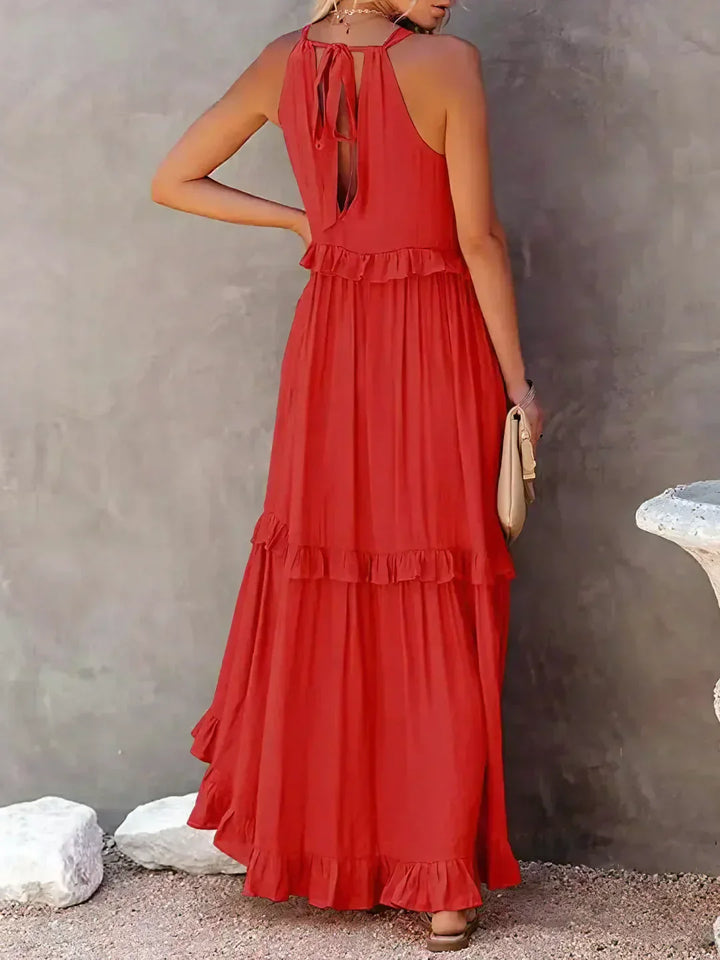 Emilia™ - Robe Maxi à Volants avec Col Halter