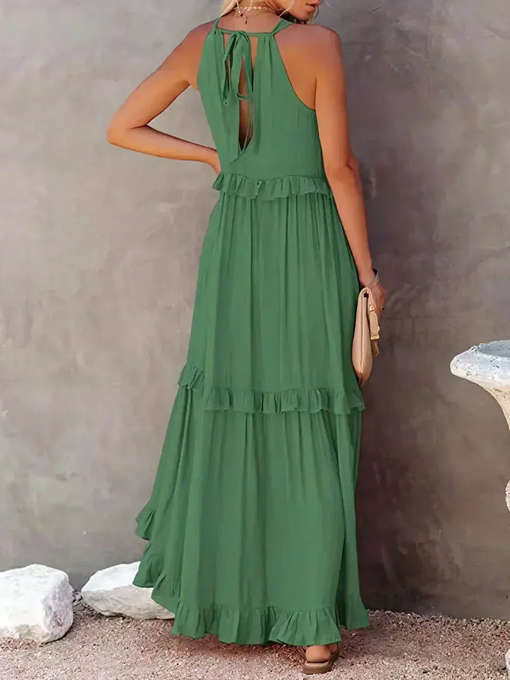Emilia™ - Robe Maxi à Volants avec Col Halter