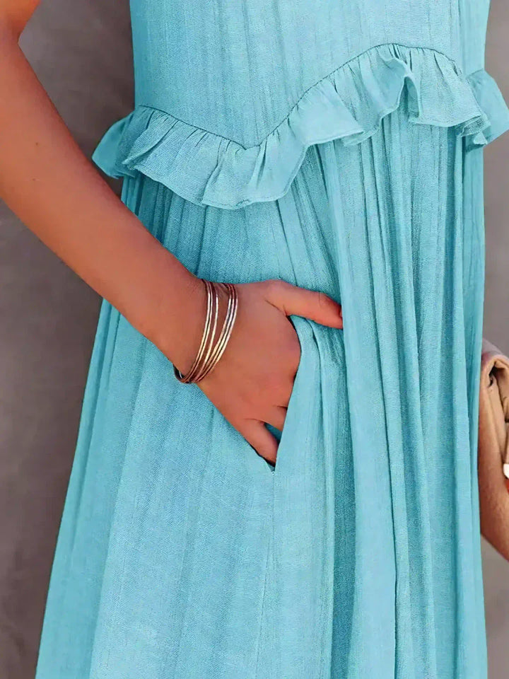 Emilia™ - Robe Maxi à Volants avec Col Halter