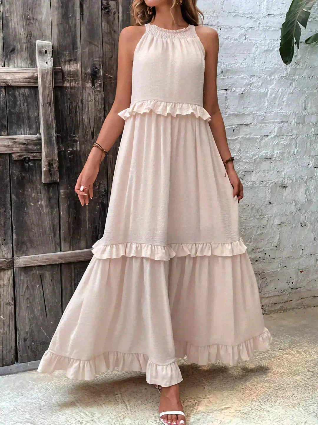Emilia™ - Robe Maxi à Volants avec Col Halter