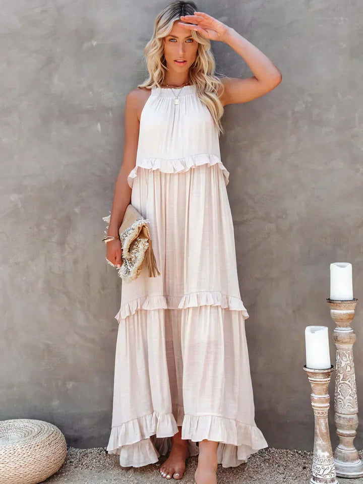 Emilia™ - Robe Maxi à Volants avec Col Halter