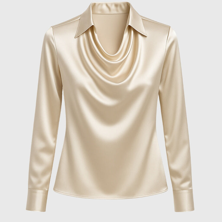 SYLVIA - Blouse au brillant luxueux avec col plissé