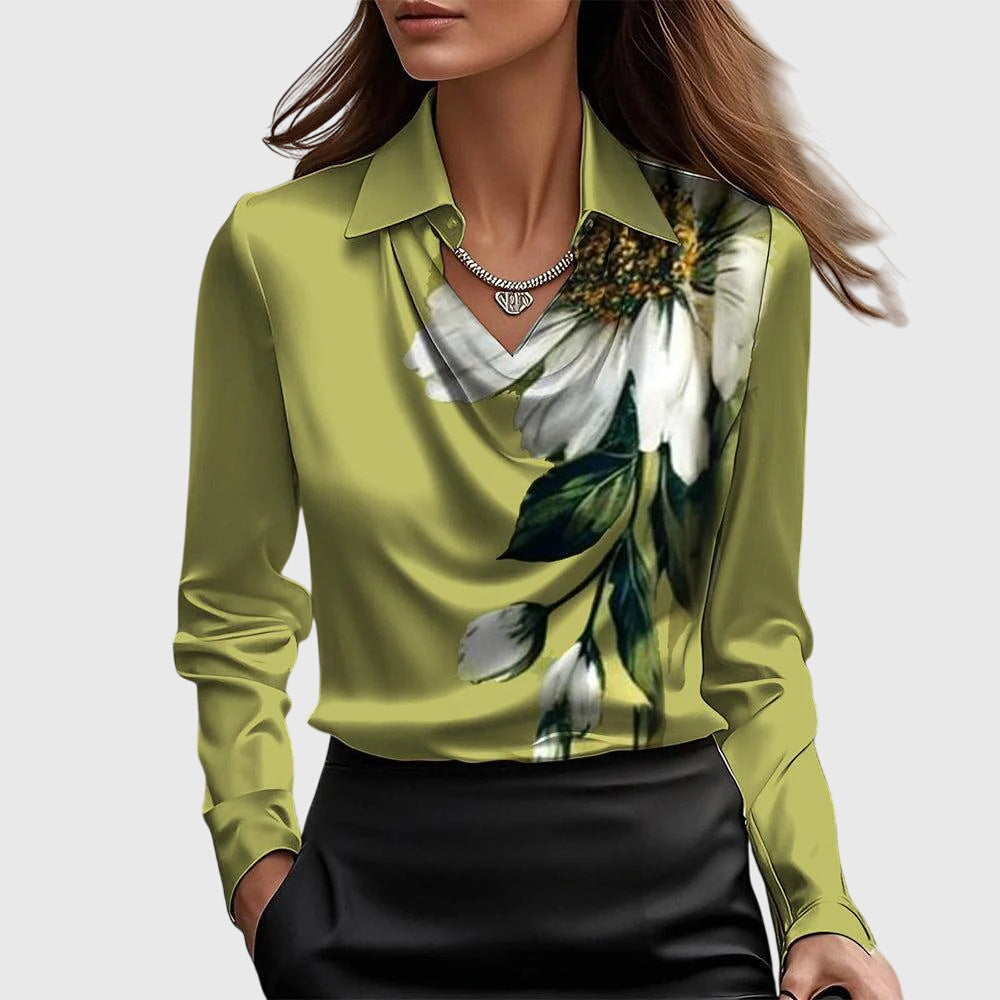 SYLVIA - Blouse au brillant luxueux avec col plissé