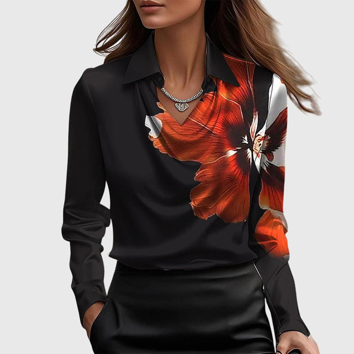 SYLVIA - Blouse au brillant luxueux avec col plissé